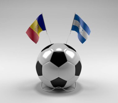 Andorra - Honduras Futbol Bayrakları, Beyaz Arkaplan - 3D Render