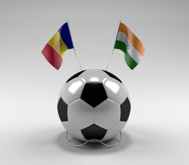 Andorra - Hindistan Futbol Bayrakları, Beyaz Arkaplan - 3D Render