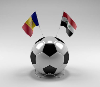 Andorra - Irak Futbol Bayrakları, Beyaz Arkaplan - 3D Yapılandırma
