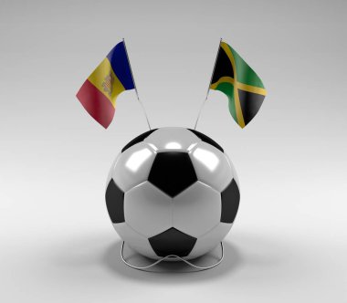 Andorra - Jamaika Futbol Bayrakları, Beyaz Arkaplan - 3D Render
