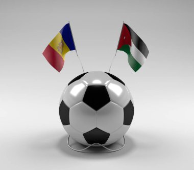 Andorra - Jordan Futbol Bayrakları, Beyaz Arkaplan - 3D Render