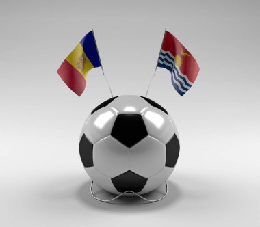 Andorra - Kiribati Futbol Bayrakları, Beyaz Arkaplan - 3D Render