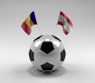 Andorra - Lübnan Futbol Bayrakları, Beyaz Arkaplan - 3D Render
