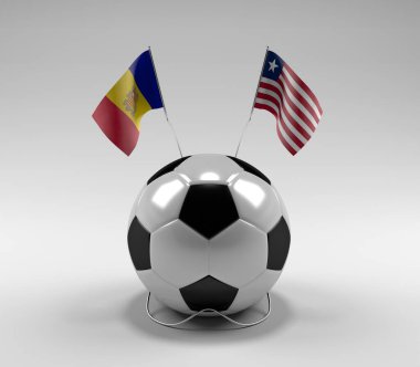 Andorra - Liberya Futbol Bayrakları, Beyaz Arkaplan - 3D Render