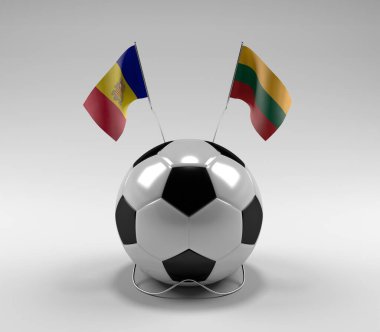 Andorra - Litvanya Futbol Bayrakları, Beyaz Arkaplan - 3D Render