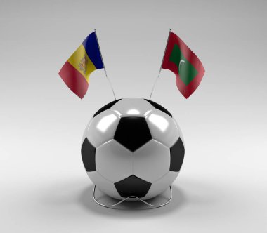 Andorra - Maldivler Futbol Bayrakları, Beyaz Arkaplan - 3D Render