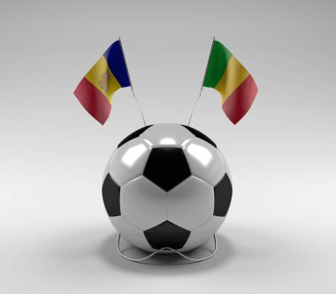 Andorra - Mali Futbol Bayrakları, Beyaz Arkaplan - 3D Render