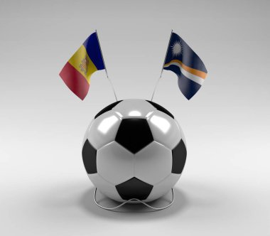 Andorra - Marshall Adaları Futbol Bayrakları, Beyaz Arkaplan - 3D Render