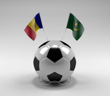 Andorra - Moritanya Futbol Bayrakları, Beyaz Arkaplan - 3D Render