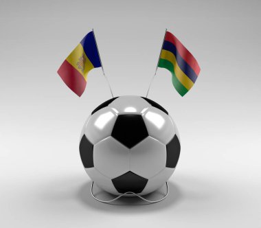 Andorra - Mauritius Futbol Bayrakları, Beyaz Arkaplan - 3D Render