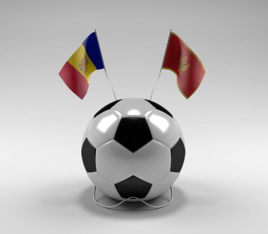 Andorra - Karadağ Futbol Bayrakları, Beyaz Arkaplan - 3D Hazırlama