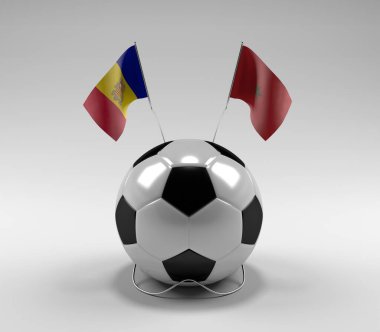 Andorra - Fas Futbol Bayrakları, Beyaz Arkaplan - 3D Render