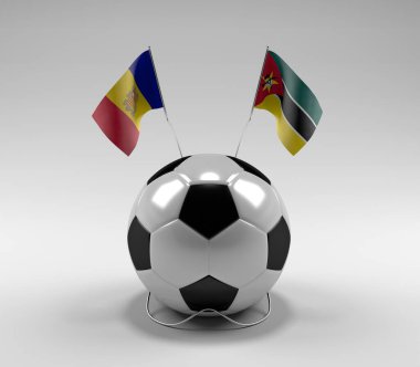 Andorra - Mozambik Futbol Bayrakları, Beyaz Arkaplan - 3D Render