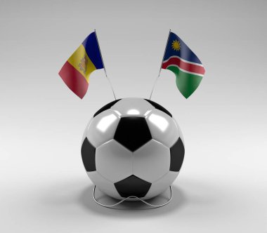 Andorra - Namibya Futbol Bayrakları, Beyaz Arkaplan - 3D Render