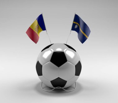 Andorra - Nauru Futbol Bayrakları, Beyaz Arkaplan - 3D Render