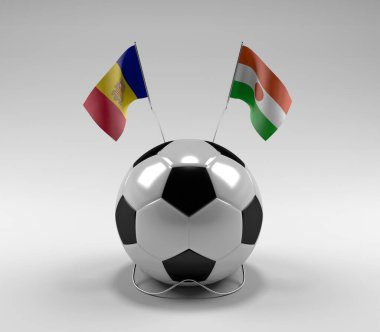 Andorra - Nijer Futbol Bayrakları, Beyaz Arkaplan - 3D Render