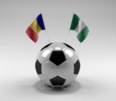 Andorra - Nijerya Futbol Bayrakları, Beyaz Arkaplan - 3D Render