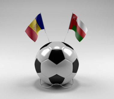 Andorra - Umman Futbol Bayrakları, Beyaz Arkaplan - 3D Render