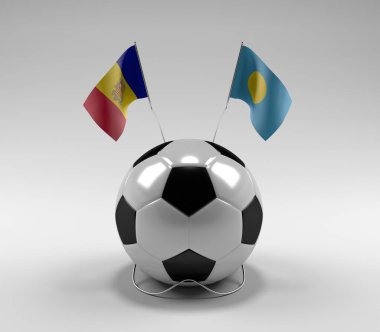 Andorra - Palau Futbol Bayrakları, Beyaz Arkaplan - 3D Render