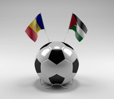 Andorra - Filistin Futbol Bayrakları, Beyaz Arkaplan - 3D Render