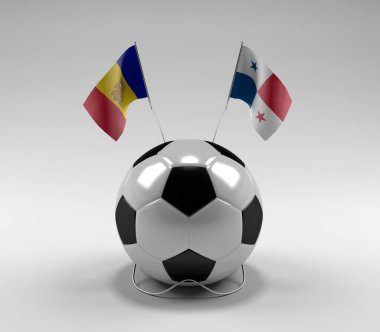 Andorra - Panama Futbol Bayrakları, Beyaz Arkaplan - 3D Render