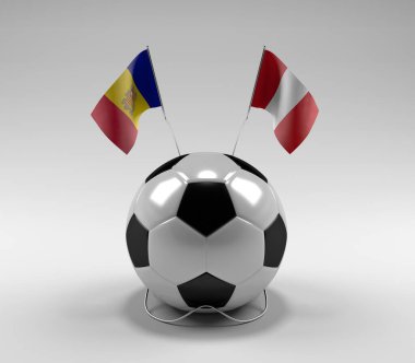 Andorra - Peru Futbol Bayrakları, Beyaz Arkaplan - 3D Render