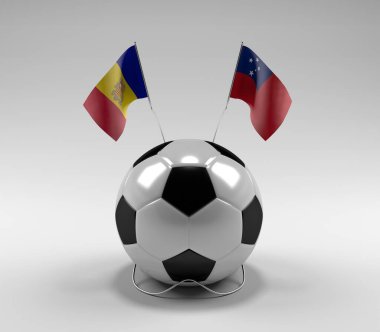 Andorra - Samoa Futbol Bayrakları, Beyaz Arkaplan - 3D Render