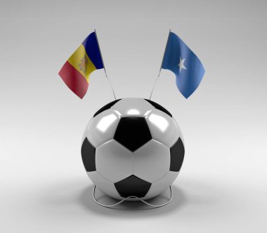 Andorra - Somali Futbol Bayrakları, Beyaz Arkaplan - 3D Render