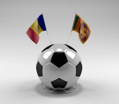 Andorra - Sri-Lanka Futbol Bayrakları, Beyaz Arkaplan - 3D Render