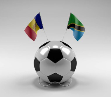 Andorra - Tanzanya Futbol Bayrakları, Beyaz Arkaplan - 3D Render