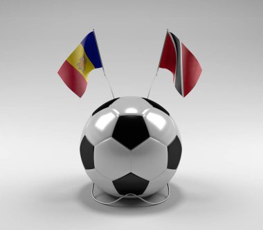 Andorra - Trinidad ve Tobago Futbol Bayrakları, Beyaz Arkaplan - 3D Render