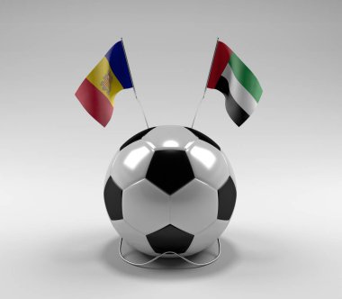 Andorra - Birleşik Arap-Emirlikleri Futbol Bayrakları, Beyaz Arkaplan - 3D Render