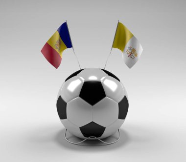 Andorra - Vatikan-Şehir Futbol Bayrakları, Beyaz Arkaplan - 3D Render