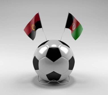Angola - Afganistan Futbol Bayrakları, Beyaz Arkaplan - 3D Render