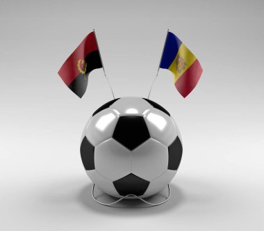 Angola - Andorra Futbol Bayrakları, Beyaz Arkaplan - 3D Render