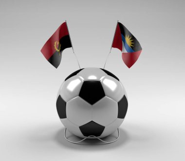 Angola - Antigua ve Barbuda Futbol Bayrakları, Beyaz Arkaplan - 3D Render