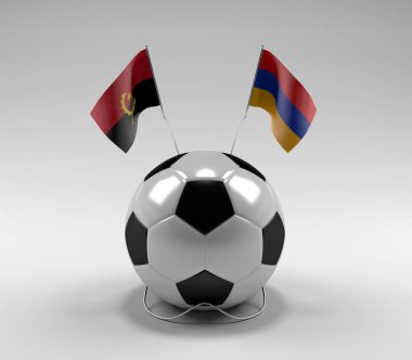 Angola - Ermenistan Futbol Bayrakları, Beyaz Arkaplan - 3D Render