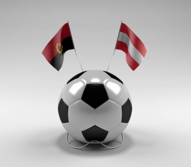 Angola - Avusturya Futbol Bayrakları, Beyaz Arkaplan - 3D Render
