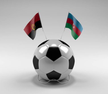 Angola - Azerbaycan Futbol Bayrakları, Beyaz Arkaplan - 3D Render