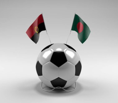 Angola - Bangladeş Futbol Bayrakları, Beyaz Arkaplan - 3D Render