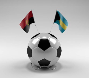 Angola - Bahamalar Futbol Bayrakları, Beyaz Arkaplan - 3D Render