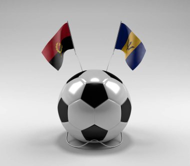 Angola - Barbados Futbol Bayrakları, Beyaz Arkaplan - 3D Render