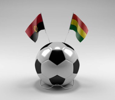 Angola - Bolivya Futbol Bayrakları, Beyaz Arkaplan - 3D Render