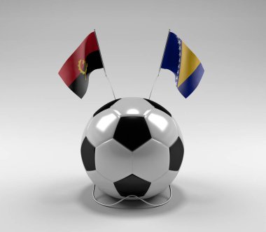 Angola - Bosna-Hersek Futbol Bayrakları, Beyaz Arkaplan - 3D Render