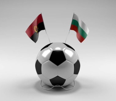 Angola - Bulgaristan Futbol Bayrakları, Beyaz Arkaplan - 3D Hazırlama