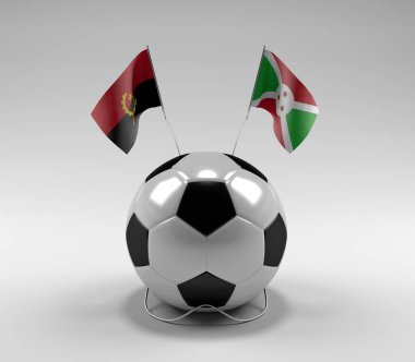 Angola - Burundi Futbol Bayrakları, Beyaz Arkaplan - 3D Render