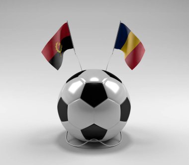 Angola - Çad Futbol Bayrakları, Beyaz Arkaplan - 3D Render