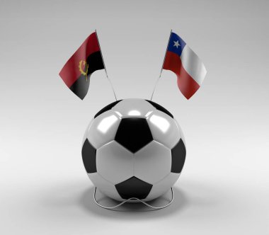 Angola - Şili Futbol Bayrakları, Beyaz Arkaplan - 3D Render