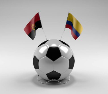 Angola - Kolombiya Futbol Bayrakları, Beyaz Arkaplan - 3D Render