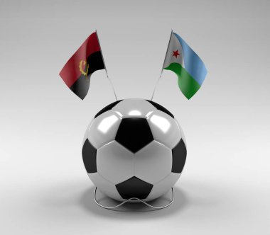 Angola - Cibuti Futbol Bayrakları, Beyaz Arkaplan - 3D Render